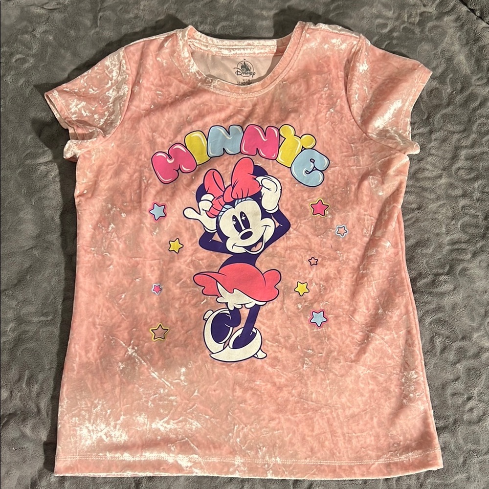 Disney Minnie Mouse Pink velvet like top Girls XL